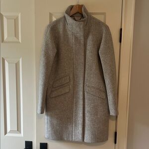 J Crew Cocoon Stadium-cloth Wool Blend Coat in Gray Heather Dusk, Size 4